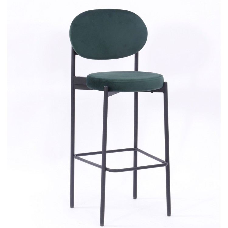 Taburete KEOPS, metal, tapizado velvet verde