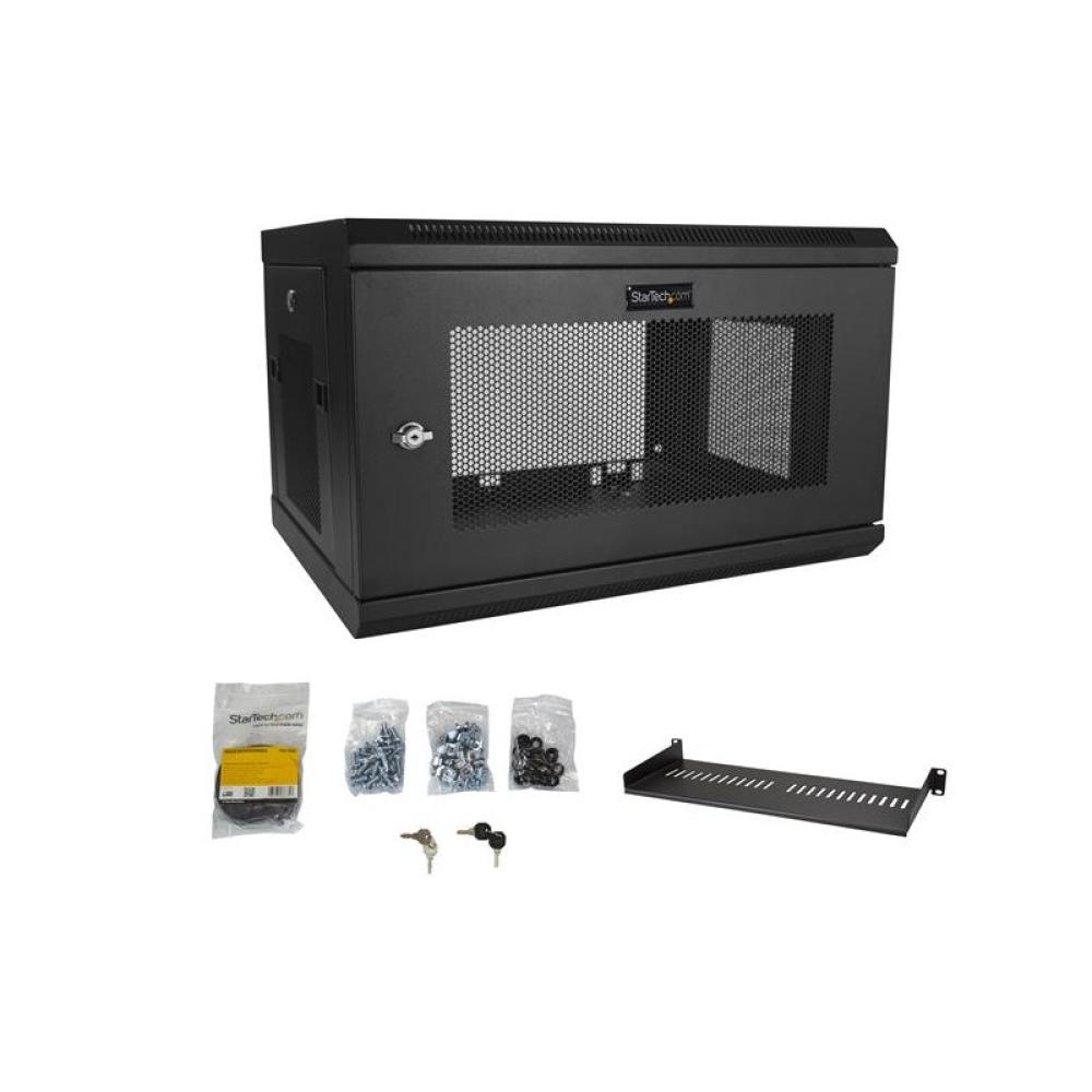 StarTech.com - Armario Rack de Pared para Servidores 6U 19" 2 Columnas y Estante 1U - Rack de Servidores de Montaje en Pared - R