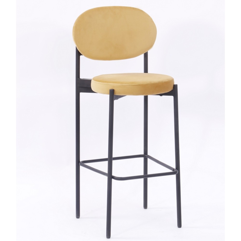 Taburete KEOPS, metal, tapizado velvet amarillo