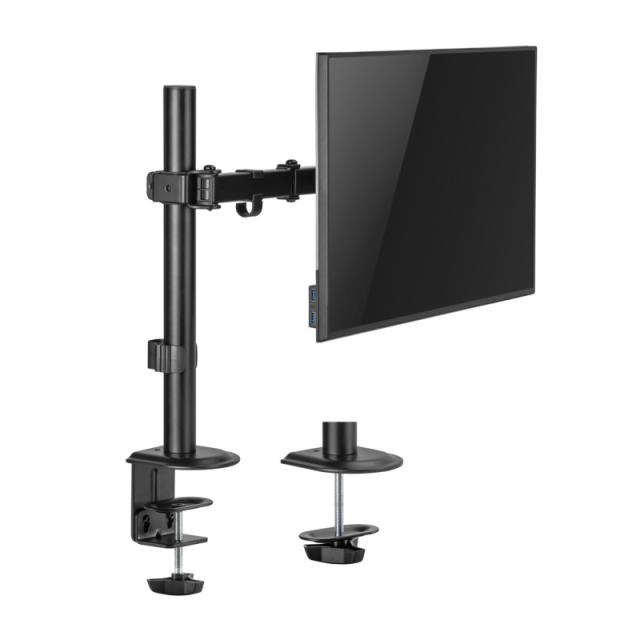 AISENS - Soporte de Mesa ECO Giratorio e Inclinable para Monitor/TV 9Kg (3 Pivotes, 1 Brazo) de 17-32, Negro