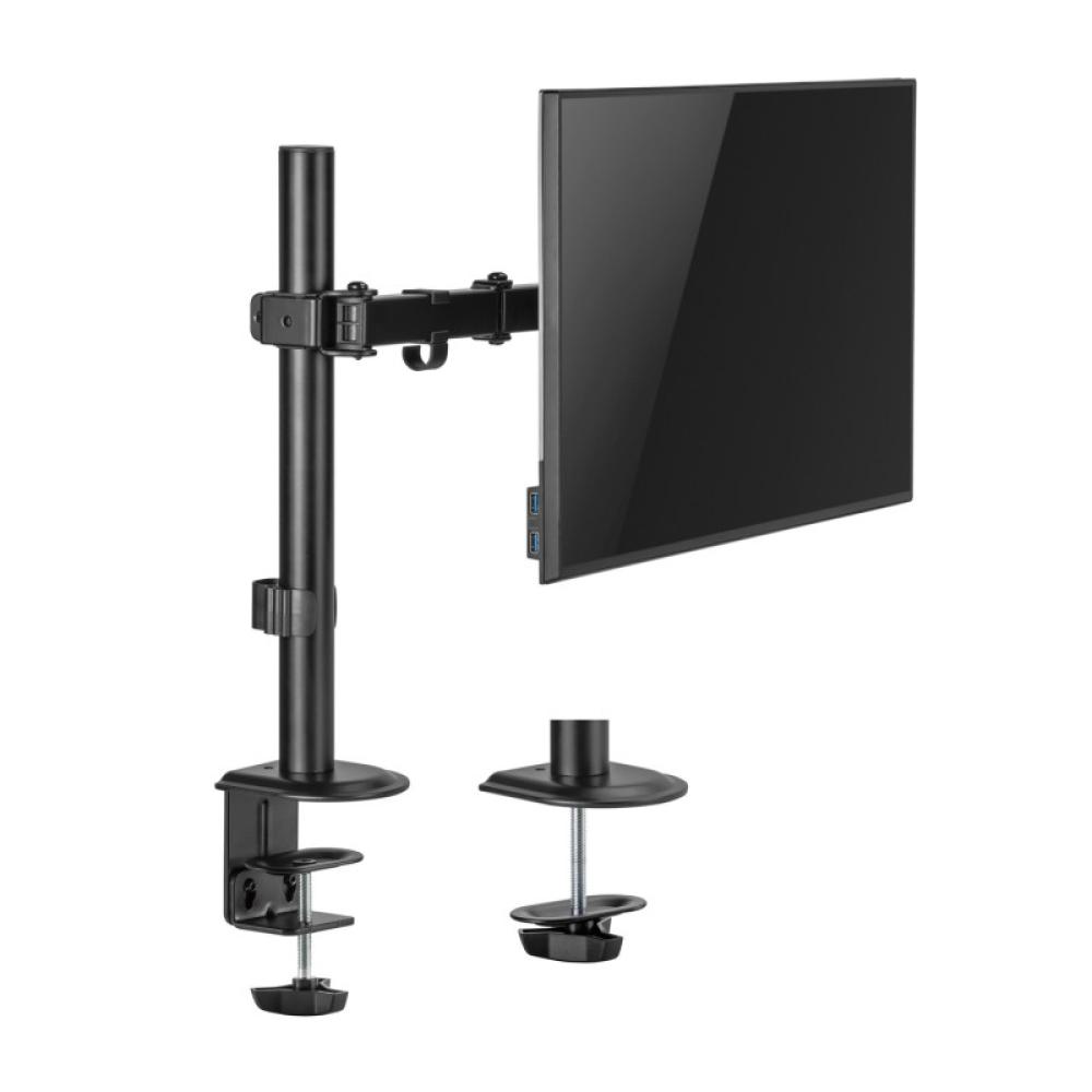 AISENS - Soporte de Mesa ECO Giratorio e Inclinable para Monitor/TV 9Kg (3 Pivotes, 1 Brazo) de 17-32, Negro