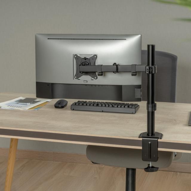 AISENS - Soporte de Mesa ECO Giratorio e Inclinable para Monitor/TV 9Kg (3 Pivotes, 1 Brazo) de 17-32, Negro