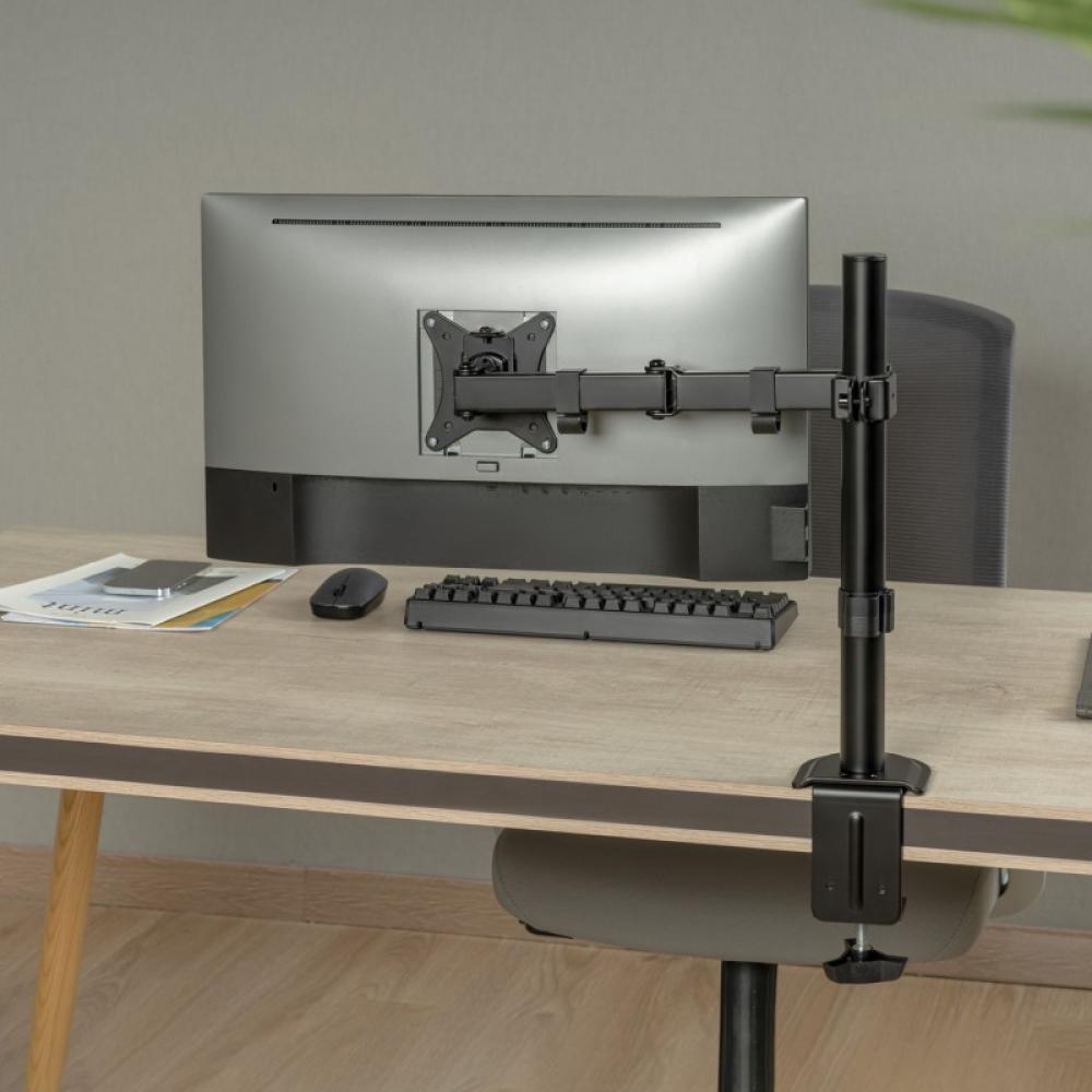 AISENS - Soporte de Mesa ECO Giratorio e Inclinable para Monitor/TV 9Kg (3 Pivotes, 1 Brazo) de 17-32, Negro