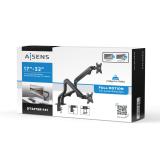 AISENS - Soporte de Mesa ECO Contrapeso Giratorio e Inclinable para Monitor/TV 8Kg (3 Pivotes, 2 Brazos) de 17-32, Negro