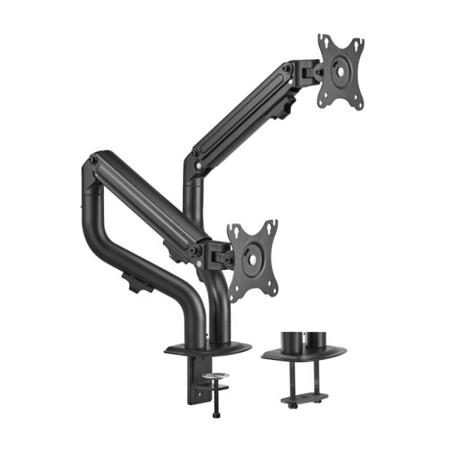 AISENS - Soporte de Mesa ECO Contrapeso Giratorio e Inclinable para Monitor/TV 8Kg (3 Pivotes, 2 Brazos) de 17-32, Negro
