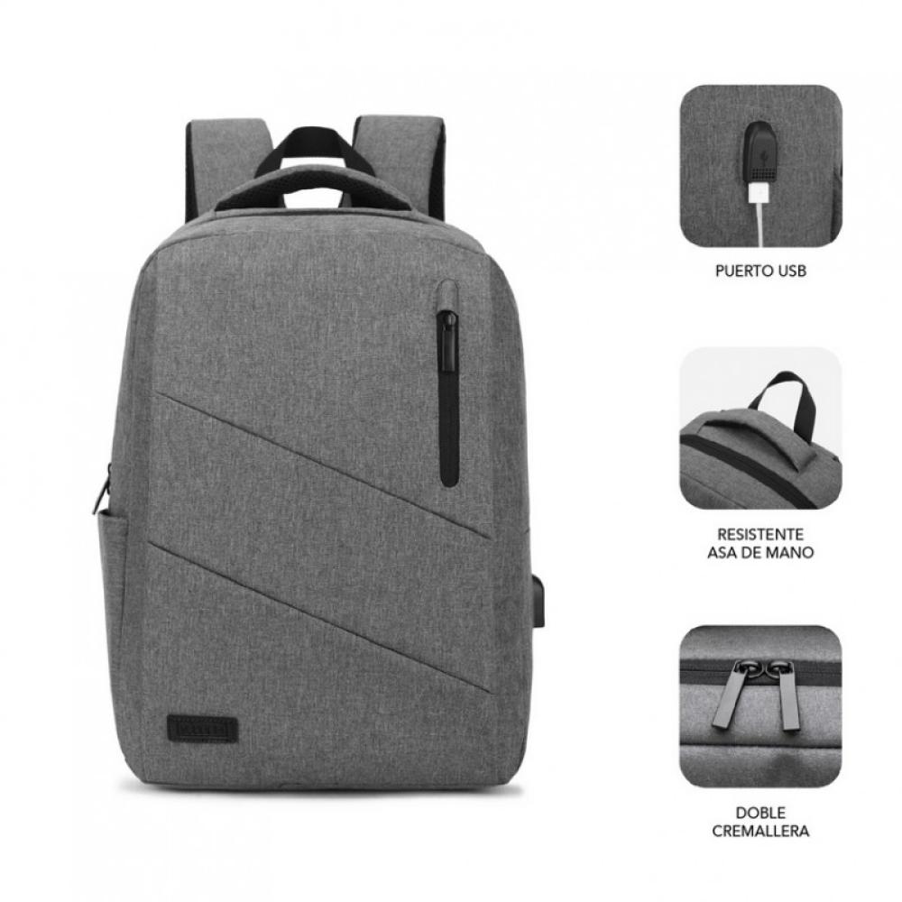 SUBBLIM - City Backpack Mochila para portátil 15.6", Poliéster Oxford, Gris