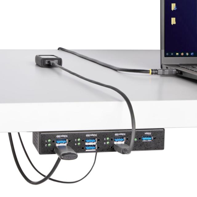 StarTech.com - Hub USB Industrial de 7 Puertos Gestionado - Servicio Pesado - Caja de Metal - Protección ESD y Sobretensión - Mo