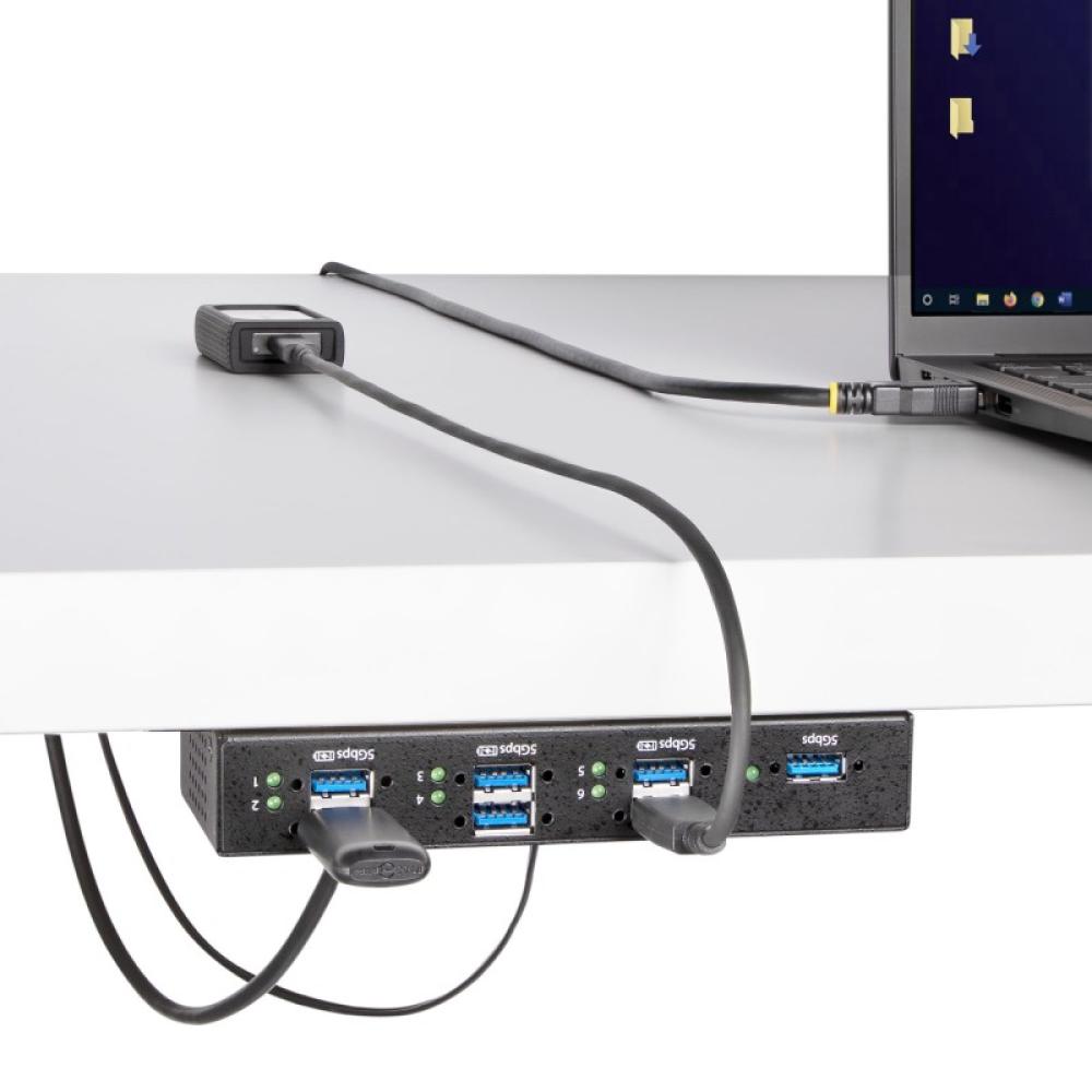 StarTech.com - Hub USB Industrial de 7 Puertos Gestionado - Servicio Pesado - Caja de Metal - Protección ESD y Sobretensión - Mo