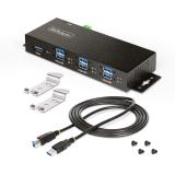 StarTech.com - Hub USB Industrial de 7 Puertos Gestionado - Servicio Pesado - Caja de Metal - Protección ESD y Sobretensión - Mo