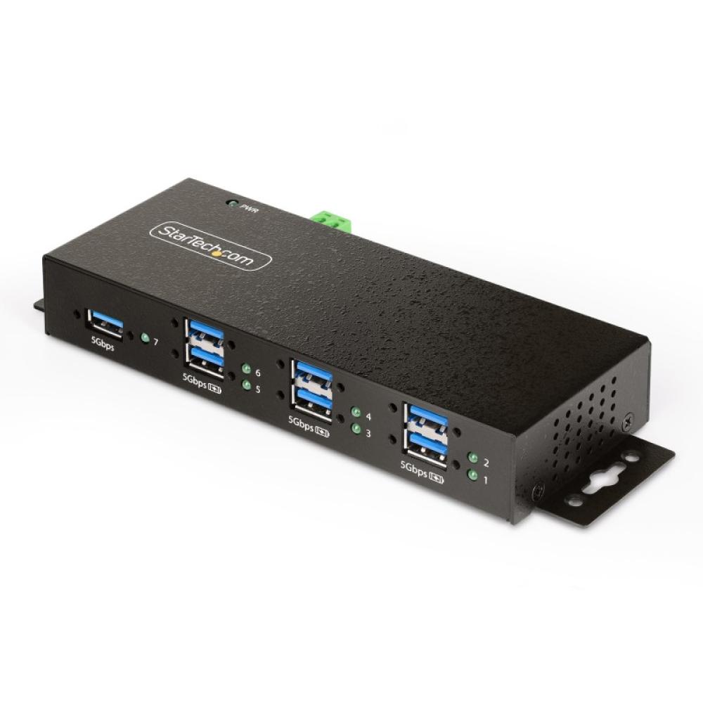StarTech.com - Hub USB Industrial de 7 Puertos Gestionado - Servicio Pesado - Caja de Metal - Protección ESD y Sobretensión - Mo