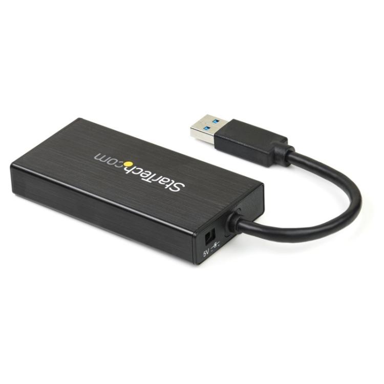 StarTech.com - Hub USB 3.0 de Aluminio con Cable - 5Gbps - Concentrador de 3 Puertos USB con Adaptador de Red Ethernet Gigabit