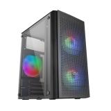 Mars Gaming - MC300 Negro, Caja PC Micro ATX, Cristal Templado, Frontal MESH, 3xVentilador FRGB