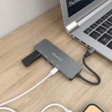AISENS - Hub USB 3.2 Gen2 10G USB-C, USB-C/M-2xUSB-C/H-2xUSB-A/H, Gris, 15cm