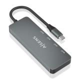 AISENS - Hub USB 3.2 Gen2 10G USB-C, USB-C/M-4xUSB-C/H, Gris, 15cm