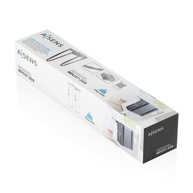 AISENS - Soporte para CPU Debajo de Escritorio con Correa, Negro