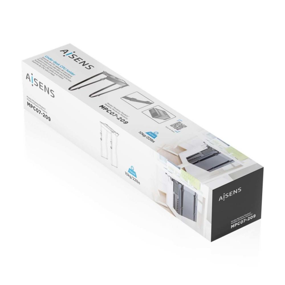 AISENS - Soporte para CPU Debajo de Escritorio con Correa, Negro