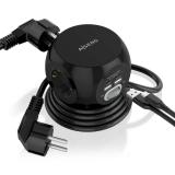 AISENS - Regleta de Enchufes Sobremesa Multifuncion con 3 Tomas + 2xUSB-C, 2xUSB-A, 1.4M, Negro