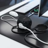 AISENS - Regleta de Enchufes Sobremesa Multifuncion con 3 Tomas + 2xUSB-C, 2xUSB-A, 1.4M, Negro