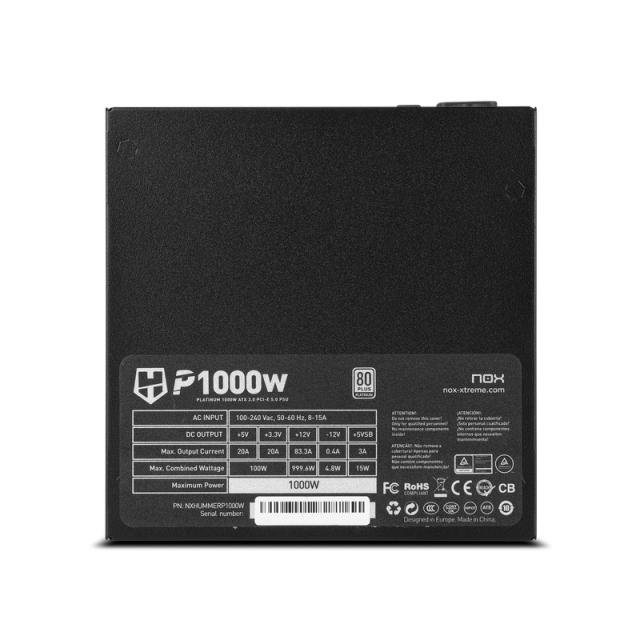 NOX - Hummer P 1000W unidad de fuente de alimentación 24-pin ATX ATX Negro