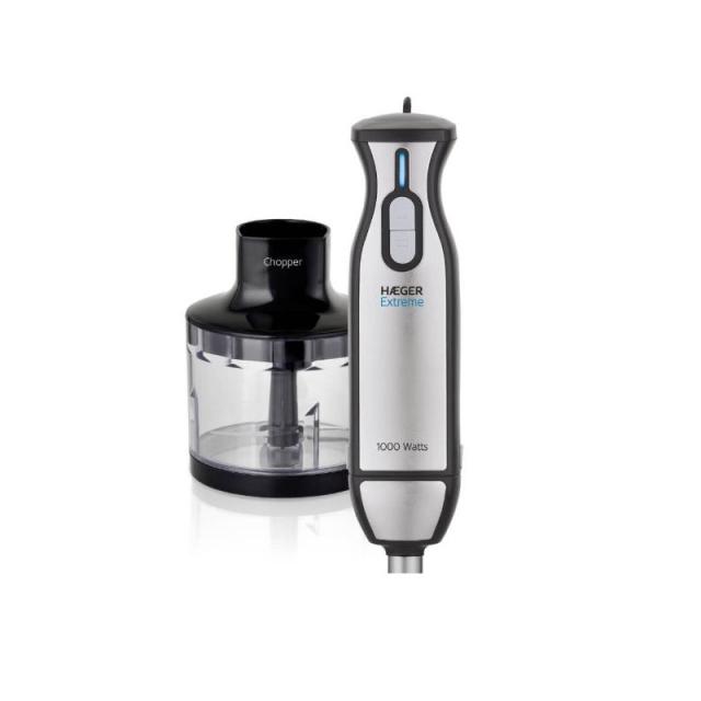 Haeger - HB-10C.019A licuadora Batidora de inmersión 1000 W Negro, Acero inoxidable, Transparente