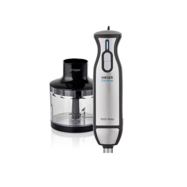 Haeger - HB-10C.019A licuadora Batidora de inmersión 1000 W Negro, Acero inoxidable, Transparente