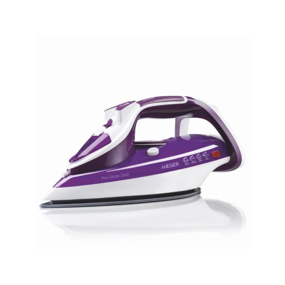 Haeger - Pro Glider 2600 Plancha vapor-seco Suela de cerámica 2600 W Violeta, Blanco