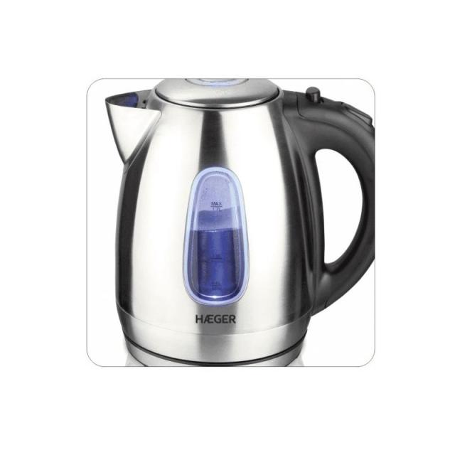 Haeger - EK-22S.027A tetera eléctrica 1,7 L 2200 W Negro, Acero inoxidable