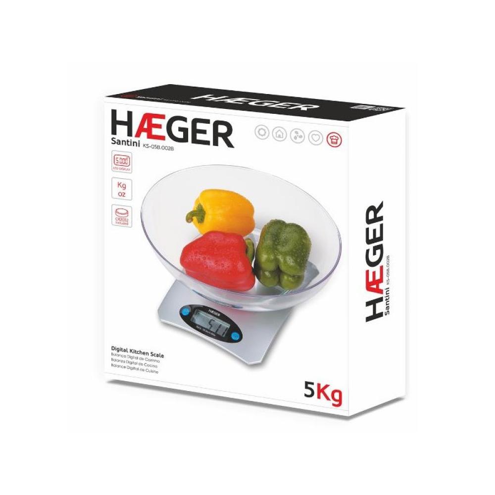 Haeger - KS-05B.002B báscula de cocina Acero inoxidable Rectángulo Báscula electrónica de cocina