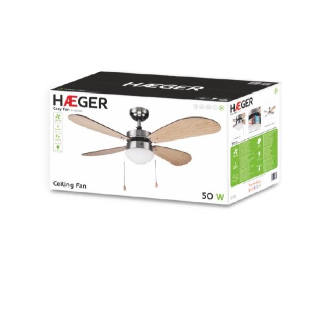 Haeger - Cozy Fan Acero inoxidable, Madera