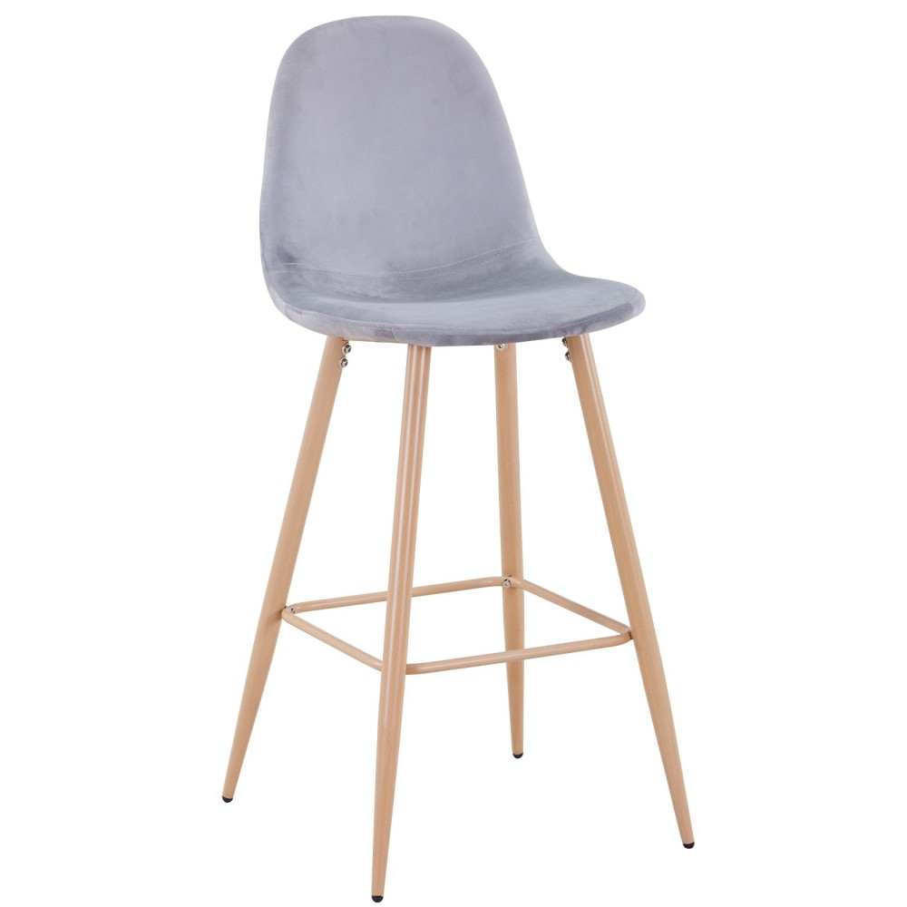 Taburete EPOQUE NEW, patas metálicas, terciopelo gris 19