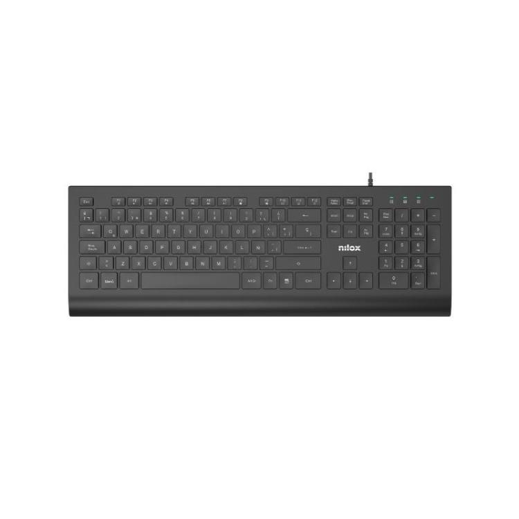 Nilox - TECLADO CON CABLE, NEGRO, ESPAÑOL - NXKBE000014