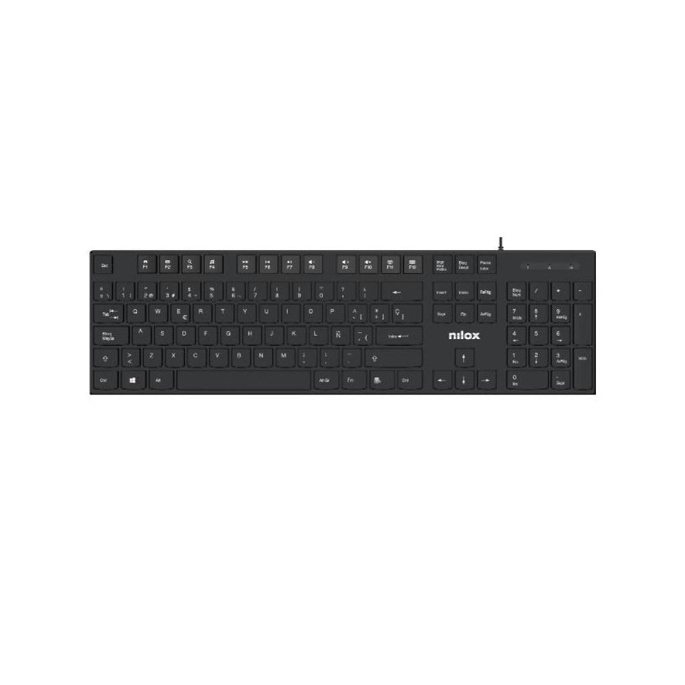 Nilox - TECLADO CON CABLE, NEGRO, ESPAÑOL - NXKBE000012