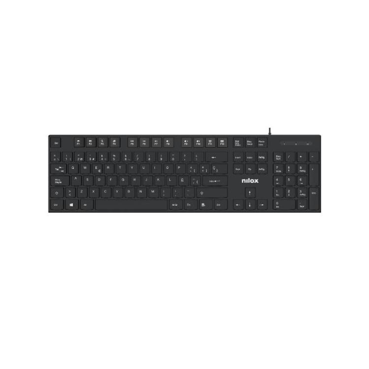 Nilox - TECLADO CON CABLE, NEGRO, ESPAÑOL - NXKBE000012