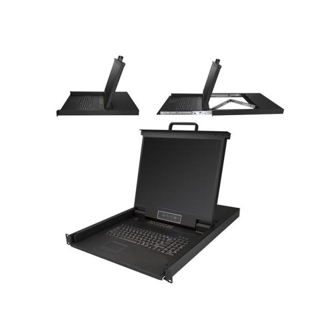 StarTech.com - Consola KVM de 16 puertos para Montaje en Rack - Teclado QWERTY - con Cables de 1,8m - Conmutador KVM con Monitor