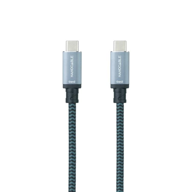 Nanocable - Cable USB 3.2 Gen2x2 20Gbps 5A/100W, 4K/60Hz, USB-C/M-USB-C/M, Gris/Negro, 3 m