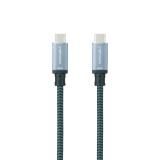 Nanocable - Cable USB 3.2 Gen2x2 20Gbps 5A/100W, 4K/60Hz, USB-C/M-USB-C/M, Gris/Negro, 3 m