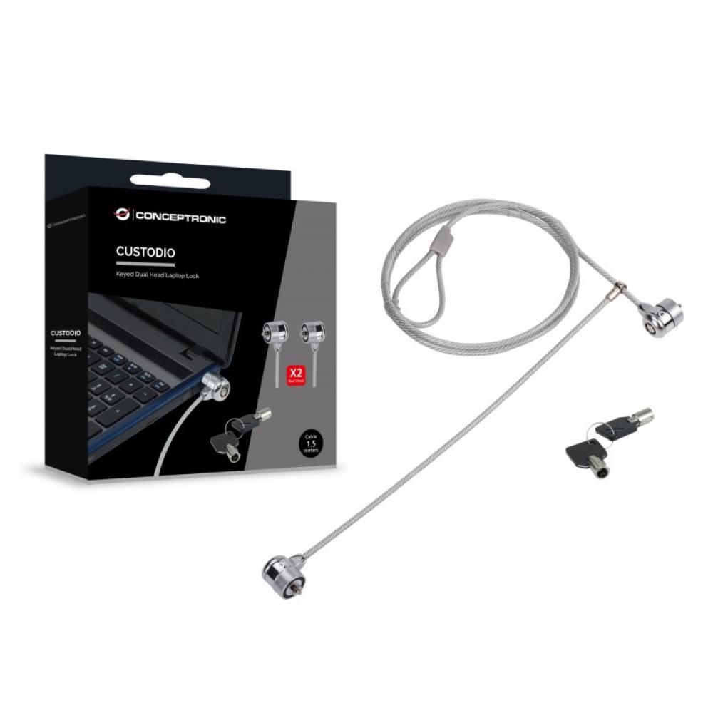 Conceptronic - CNBSLOCK15T cable antirrobo Plata 1,5 m