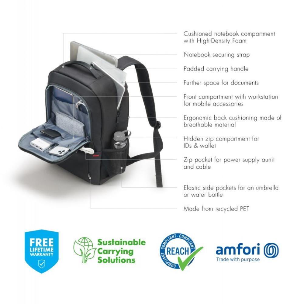 DICOTA - Eco Backpack Plus BASE 39,6 cm (15.6") Mochila Negro