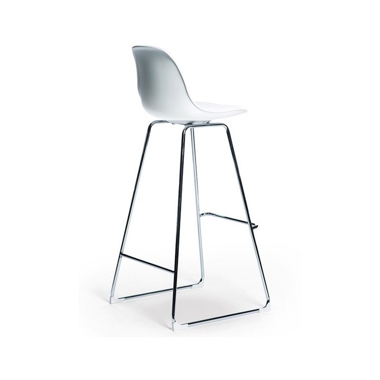 Taburete TOWER FIBB, cromado, carcasa y tapizado blanco