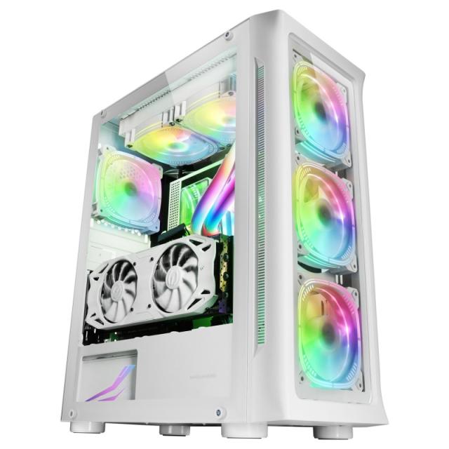 Mars Gaming - MC-NEO, Torre Gaming XXL E-ATX, Ventana Lateral y Frontal Cristal Templado, 4X Ventiladores ARGB 120mm + - MCNEOW
