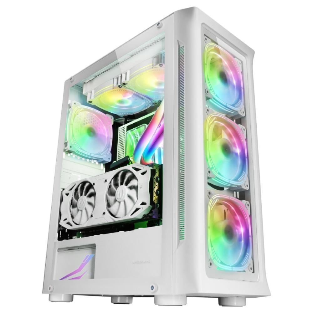 Mars Gaming - MC-NEO, Torre Gaming XXL E-ATX, Ventana Lateral y Frontal Cristal Templado, 4X Ventiladores ARGB 120mm + - MCNEOW