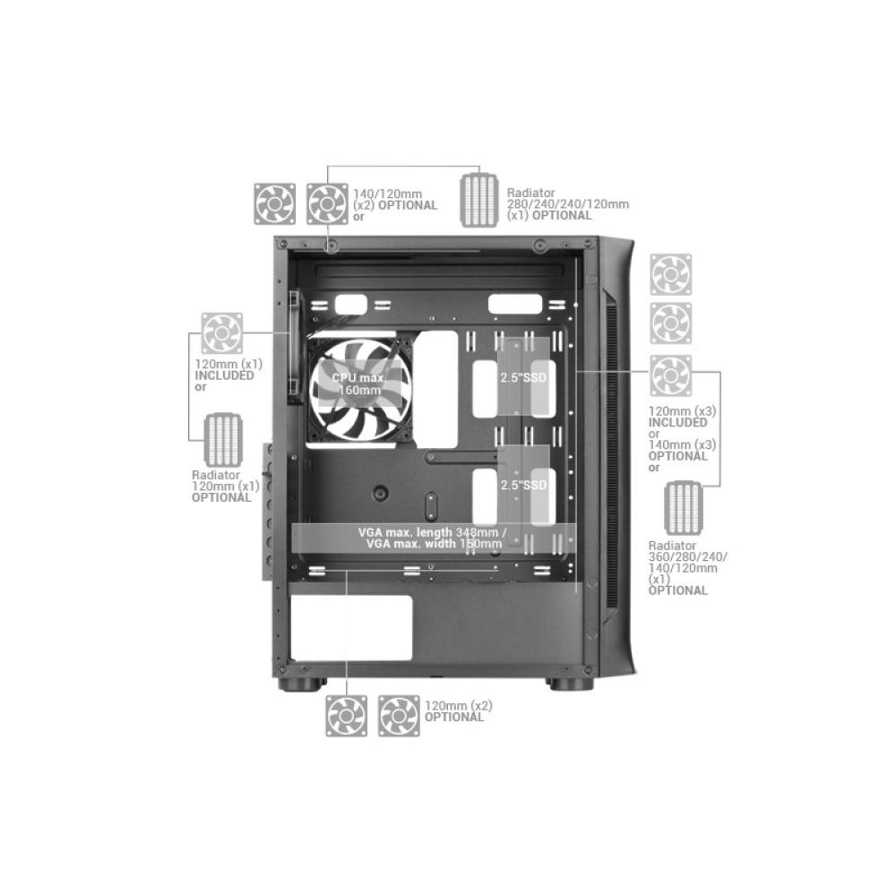 Mars Gaming - MC-NEO, Torre Gaming XXL E-ATX, Ventana Lateral y Frontal Cristal Templado, 4X Ventiladores ARGB 120mm + - MCNEOW