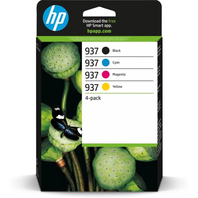 HP - Paquete de 4 Cartuchos de Tinta Original 937 CMYK