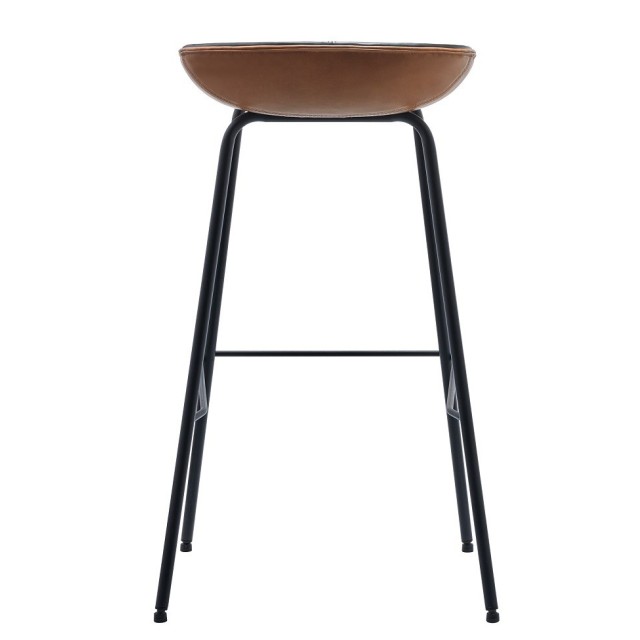 Taburete MISSOURI, metal, similpiel marrón claro