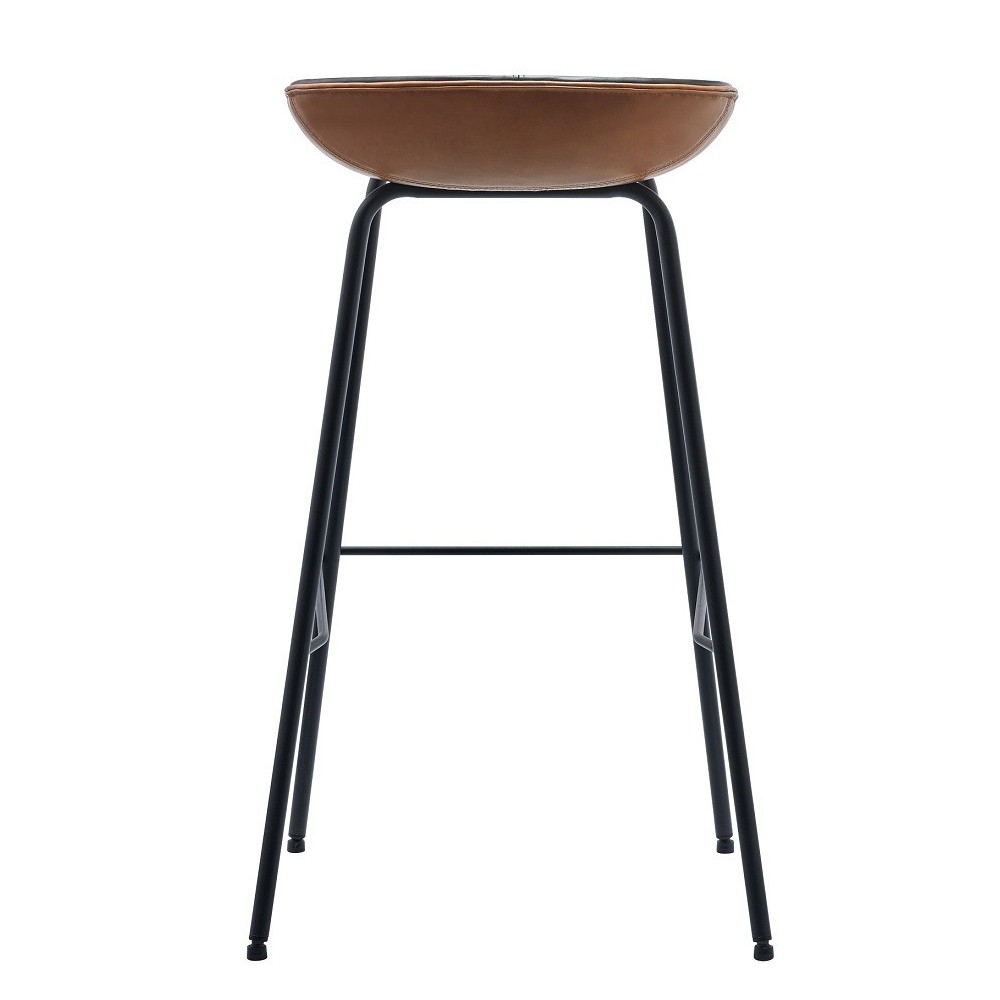 Taburete MISSOURI, metal, similpiel marrón claro