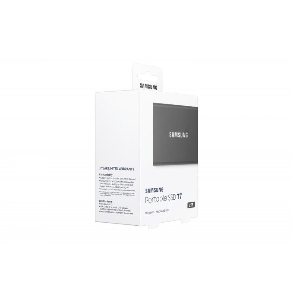 Samsung - Portable SSD T7 2 TB USB Tipo C 3.2 Gen 2 (3.1 Gen 2) Gris