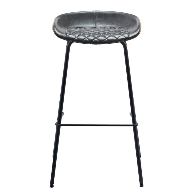 Taburete MISSOURI, metal, similpiel negra