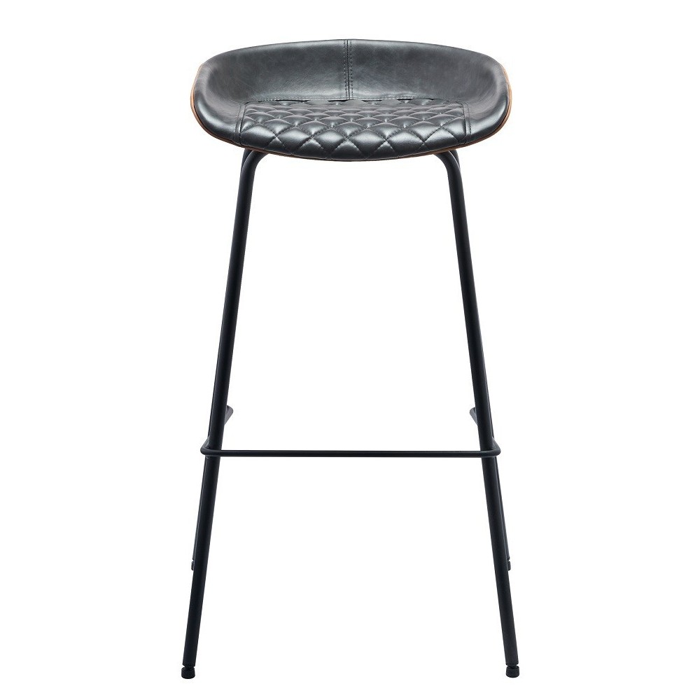 Taburete MISSOURI, metal, similpiel negra