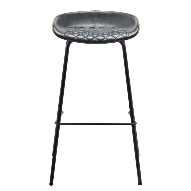 Taburete MISSOURI, metal, similpiel negra