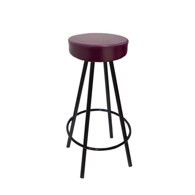 Taburete KISEN, epoxi negro, similpiel berenjena
